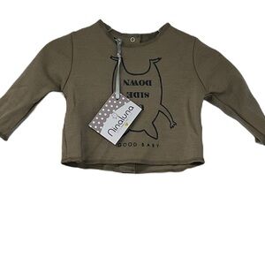 Ninaluna NWT sz 3m beige graphic up side down sweatshirt crewneck light cozy fun
